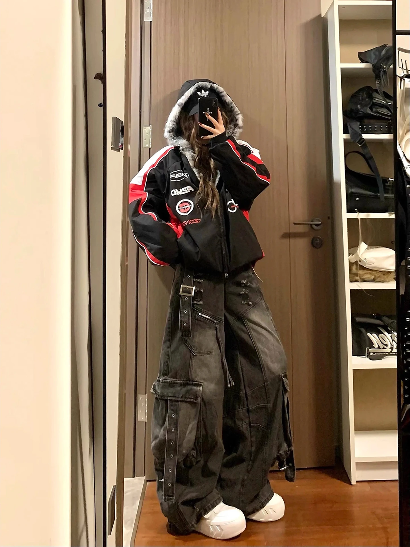 

American Sle Vintage Waed Denim Jeans Men Women High Street Trendy Workwear Loose Wide Leg Floor Length Pants