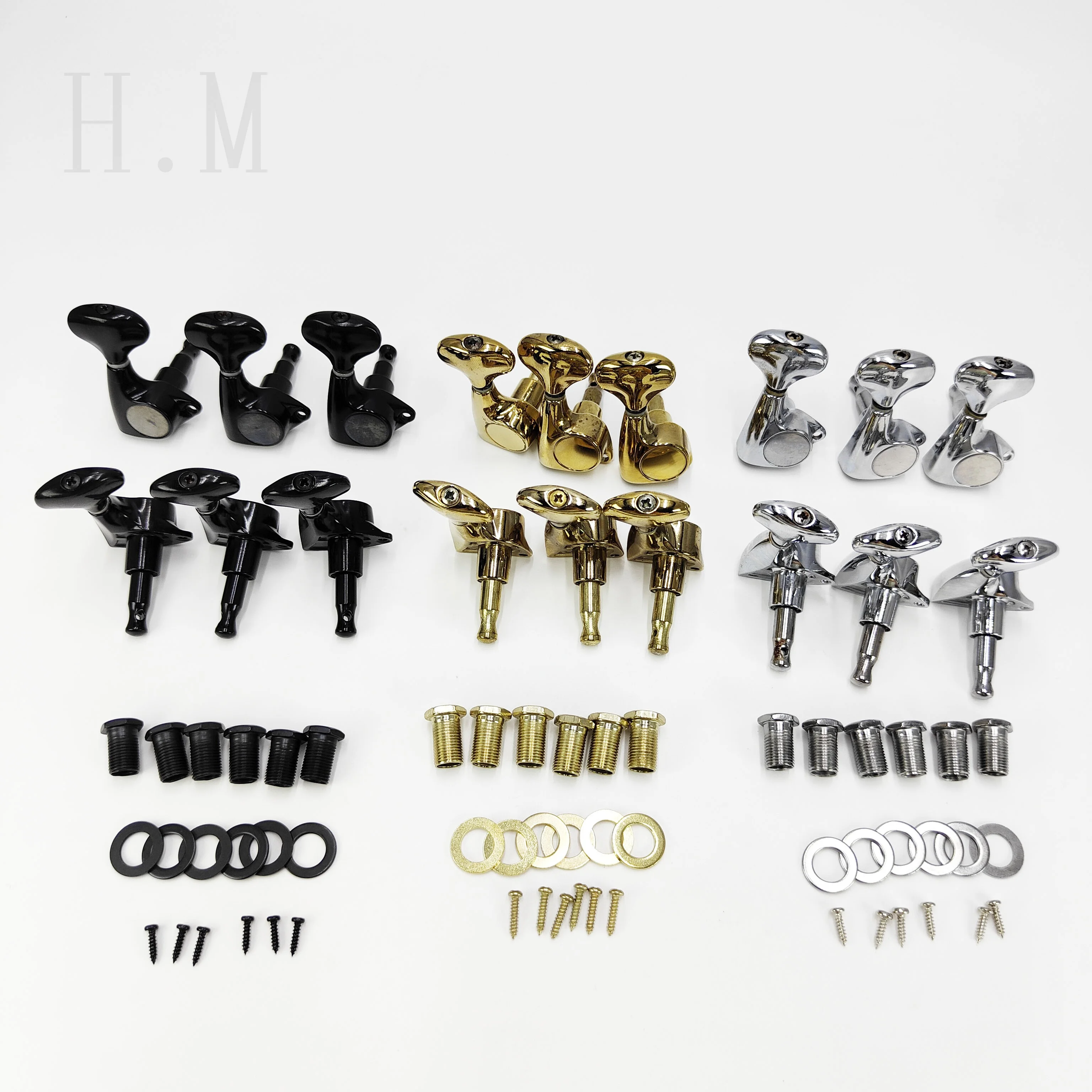 6PCS/SET Small Fishtail Design Fully Enclosed Guitar Tuning Pegs Acoustic Guitar Accessories Tuning Pegs Gold/Silver/Black