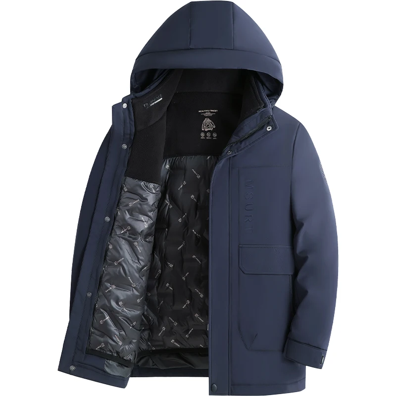 

Men Winter Down Jacket Thickened Warm Business Coats Casual Windproof Caps Detachable Cold Proof Suits High Quality Men Clothing