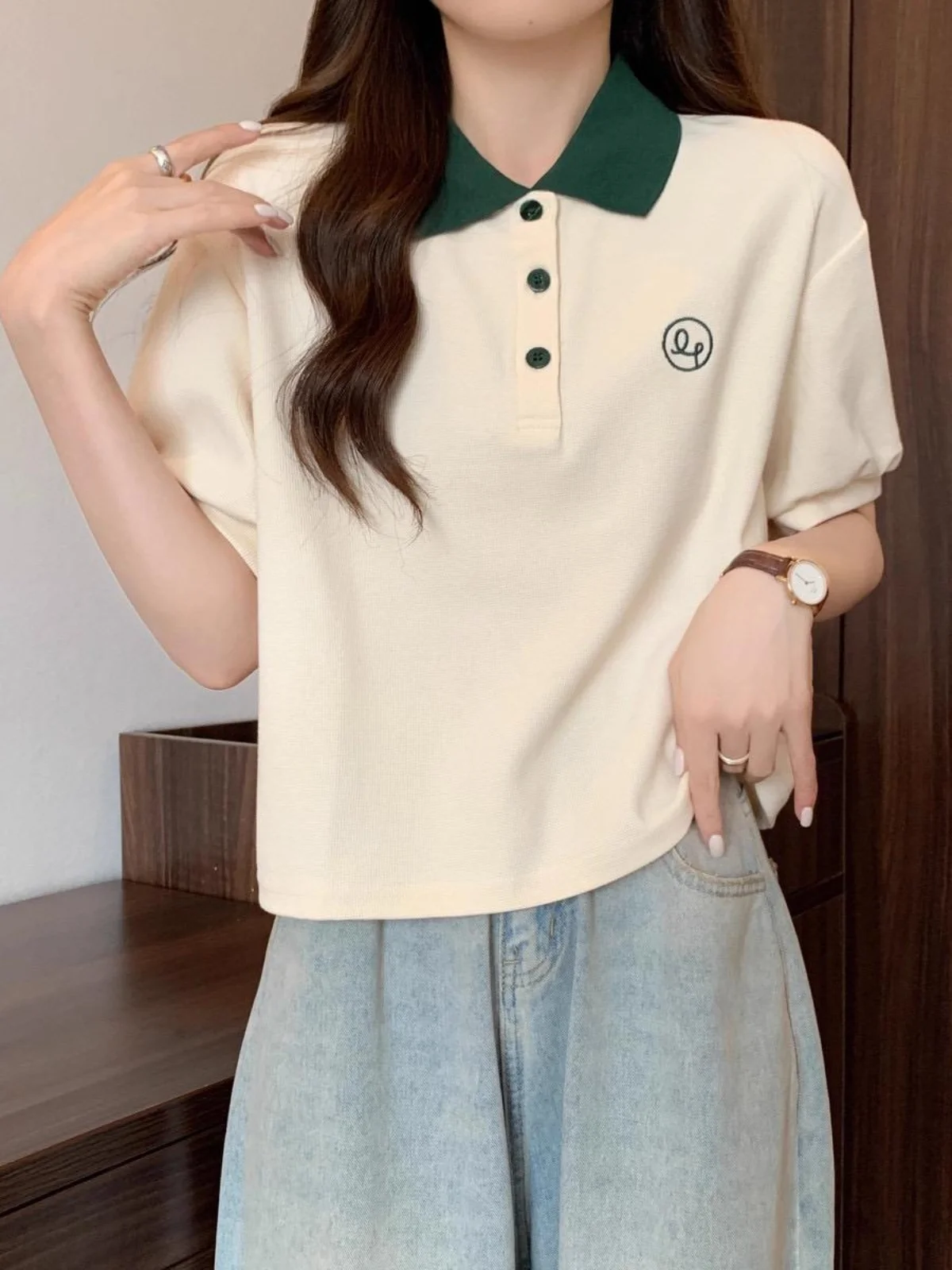 Summer New Style  Shirt T-Shirt Short Sleeve Women's plus Size Cover up Top Cute School Style Casual Loose Fit Chinese Brand