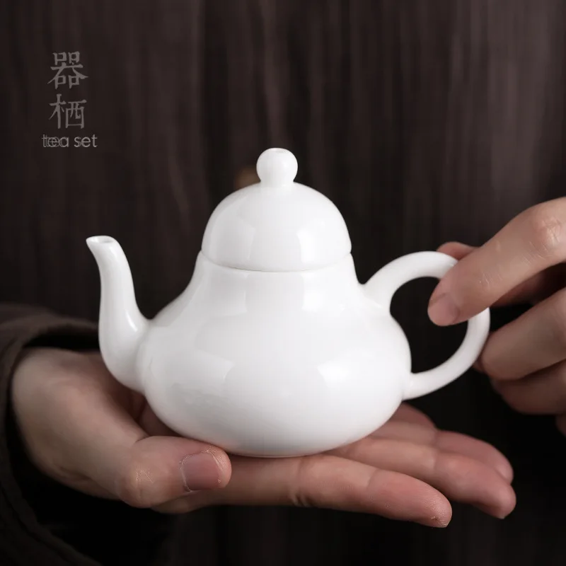 

Simple Japanese Style Tea Pot Beauty Pot Ceramic Kung Fu Tea Set Single Pot Dehua White Porcelain