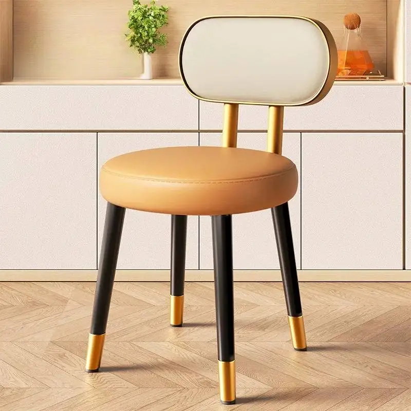 Yellow Upgrade Makeup Vanity Chair Back Support Narrow Round Makeup Vanity Chair Designer Silla Tocador Bedroom Furniture