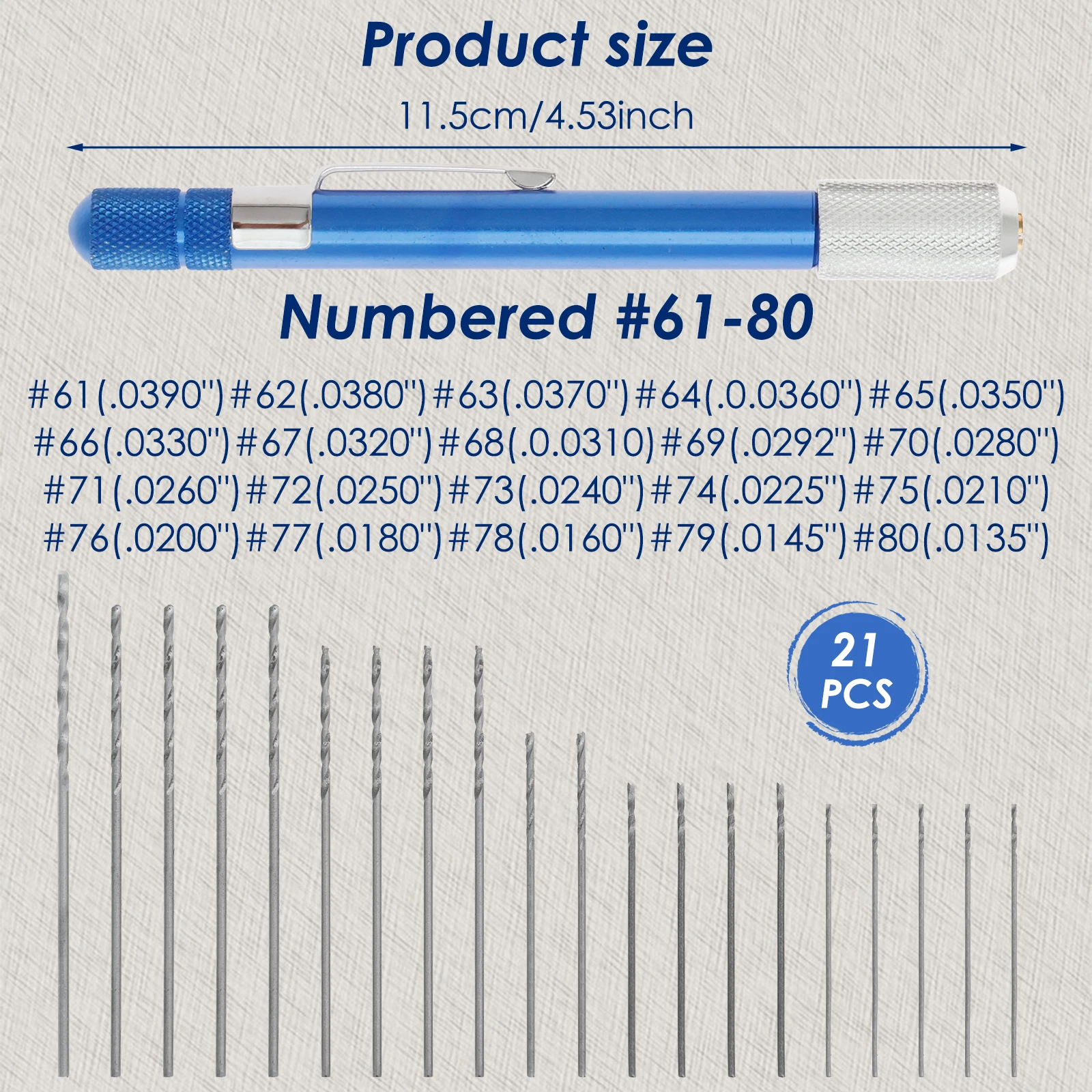 49/20pcs Precision Pin Vise Set Steel Twist Drill Bits Metric Micro Wire Nano Tool  For Jewelry Bead Making Crafts Drilling Wood