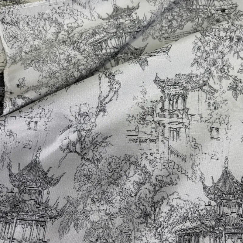 Simple and elegant sketch style jacquard fabric pavilion flower grass dress women's