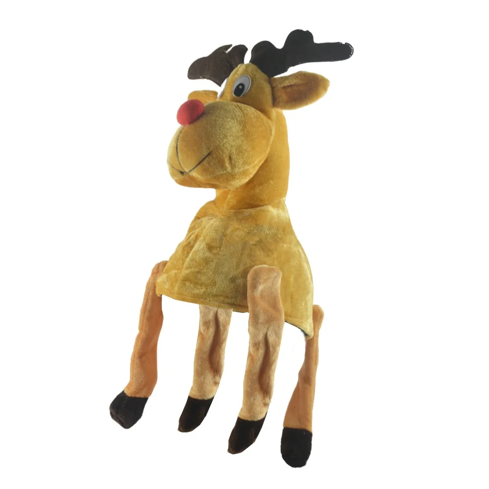 Divertido sombrero de Papá Noel de Navidad de dibujos animados, decoración gruesa, sombrero de alce de felpa, muñecas carols para cantar, accesorios para fiesta de Navidad