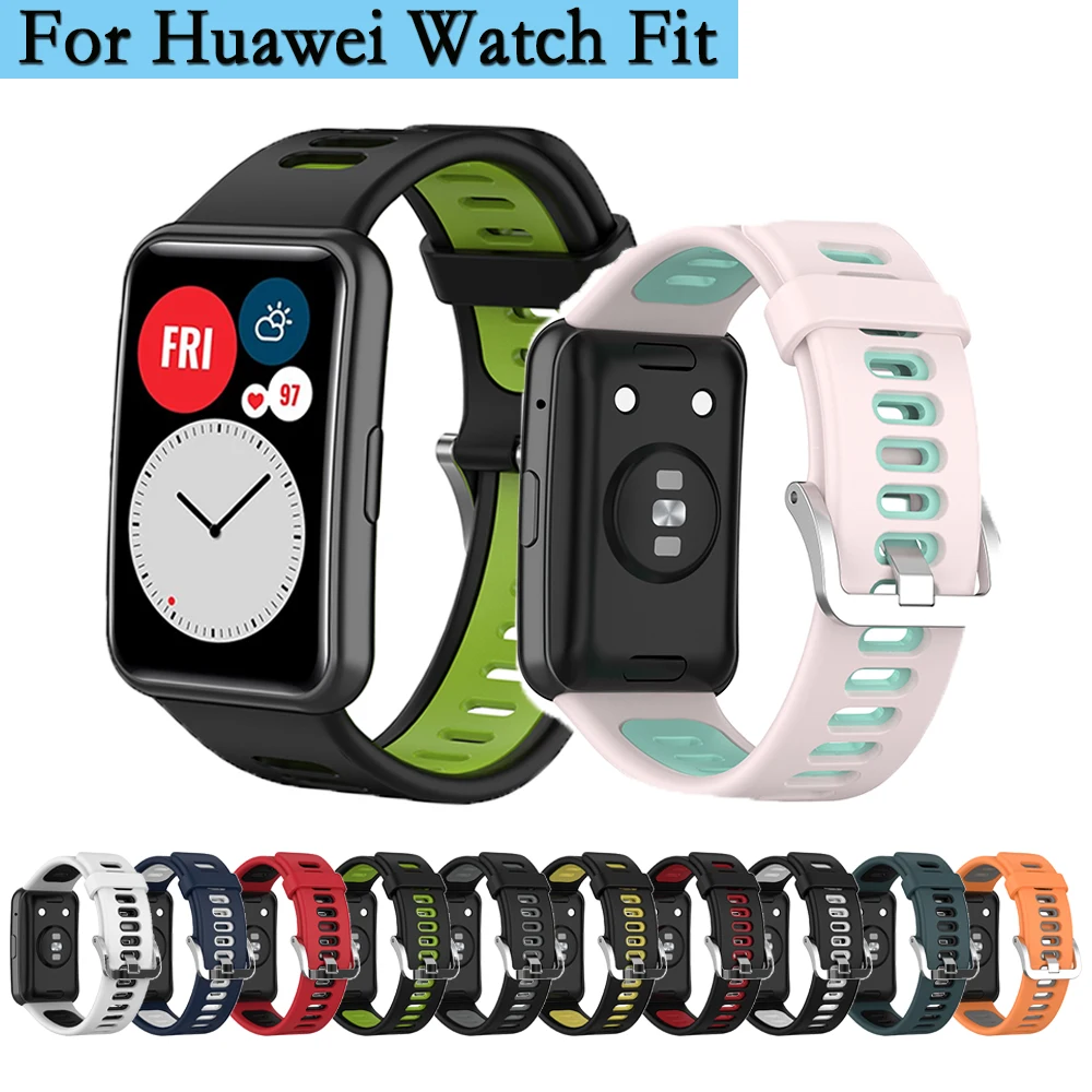 

Мягкий силиконовый ремешок для Huawei Watch Band Fit, оригинальный браслет для умных часов с инструментом, аксессуары для ремешка часов с застежкой того же цвета