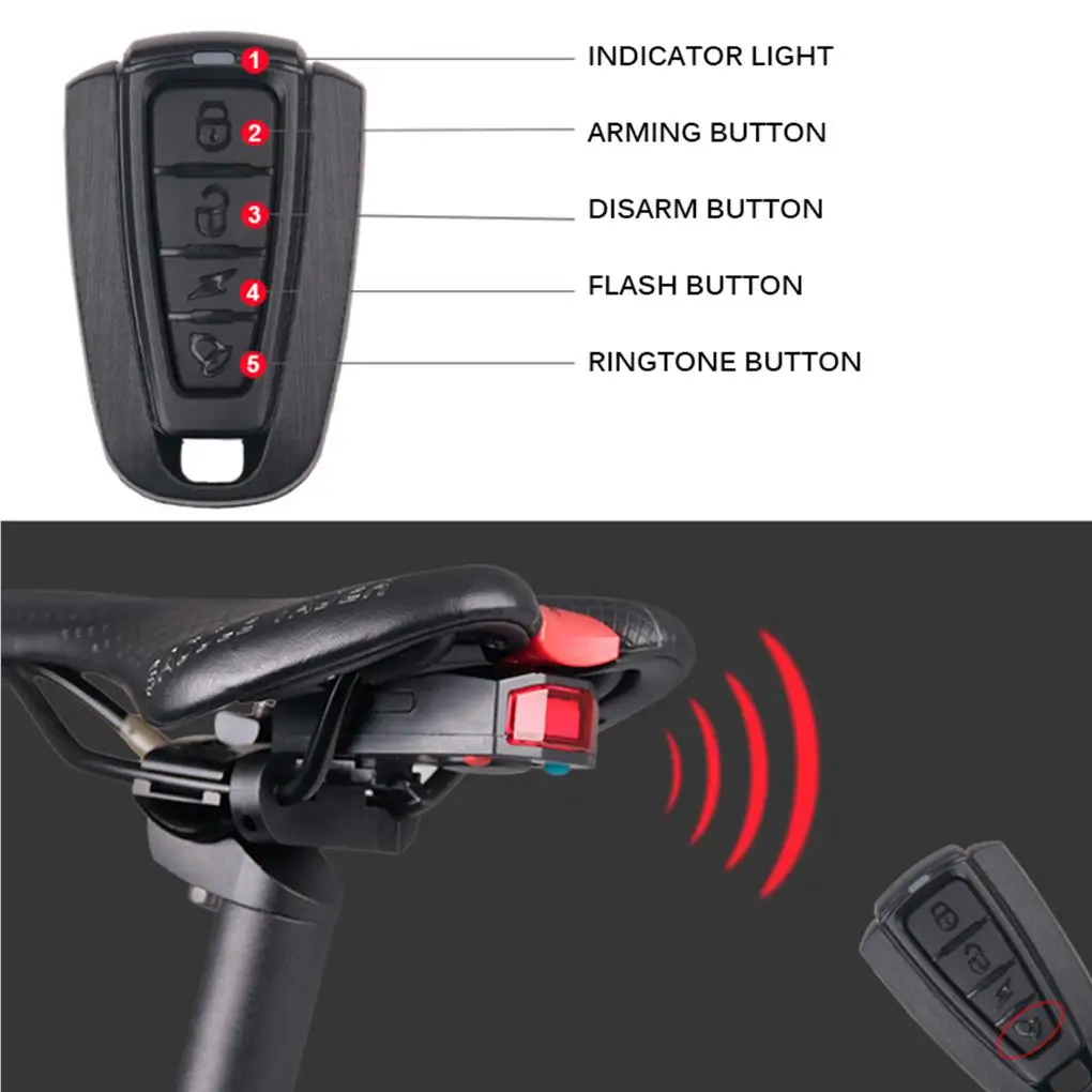 Bike Wireless Alerter Alarm Lock Plastic Flexible Bell Controller Household Repairing Shop Cycling Taillight Supplies