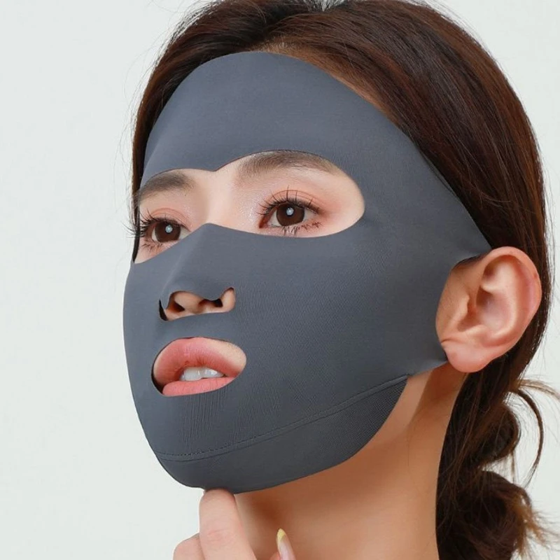 

Fashion Ice Silk Sun Protection Mask Breathable Dustproof Anti-UV Neck Scarf Sunscree Adjustable Sunshade Face Mask Summer