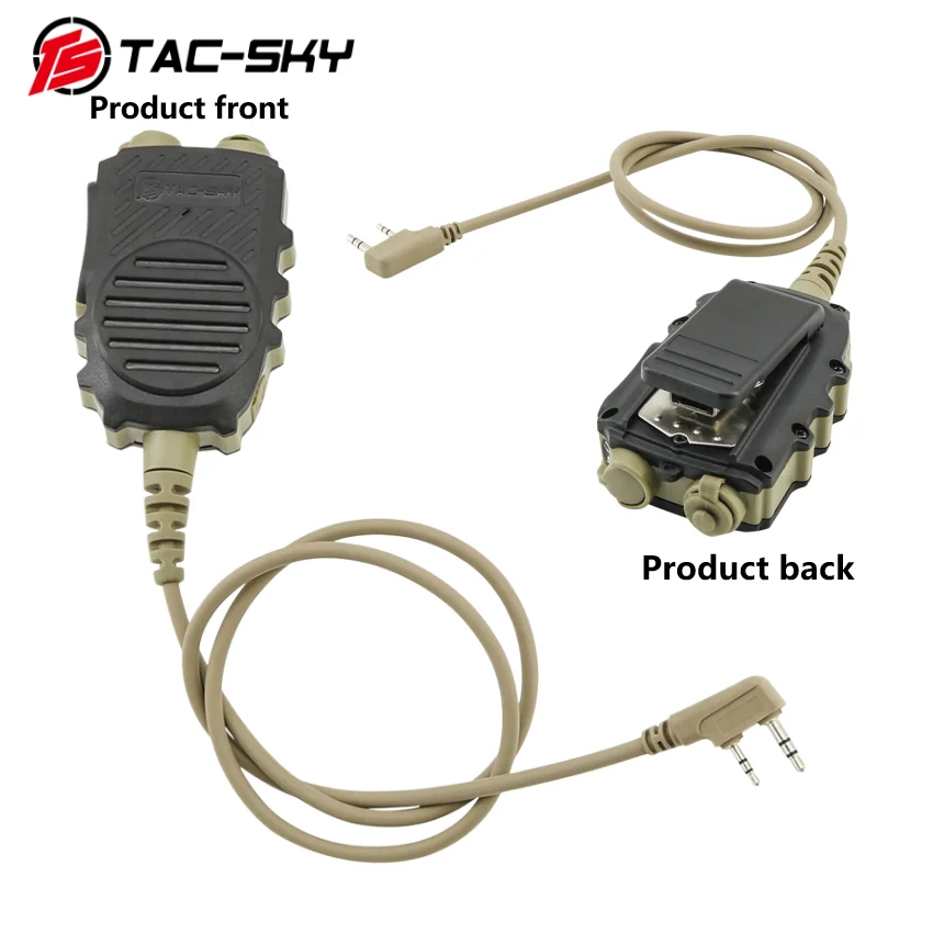 

TAC-SKY Tactical Headset Walkie-talkie PTT ，Handheld Speaker Microphone，With K-type 2-pin plug for COMTAC Tactical Headphones