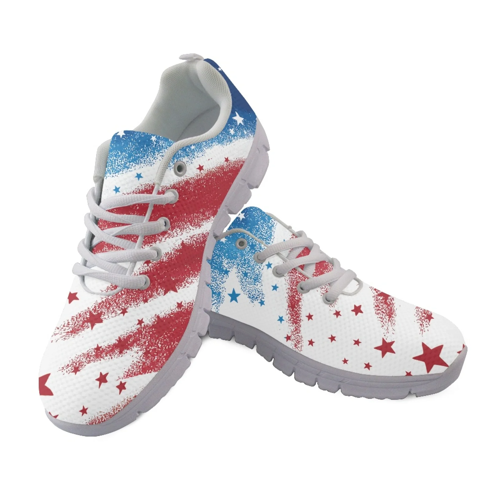 Coloranimal Star Stripes Mesh & EVA Sole Womens Athletic Walking Sneakers Lightweight Athletic Tennis Shoe for Ladies 2026 New