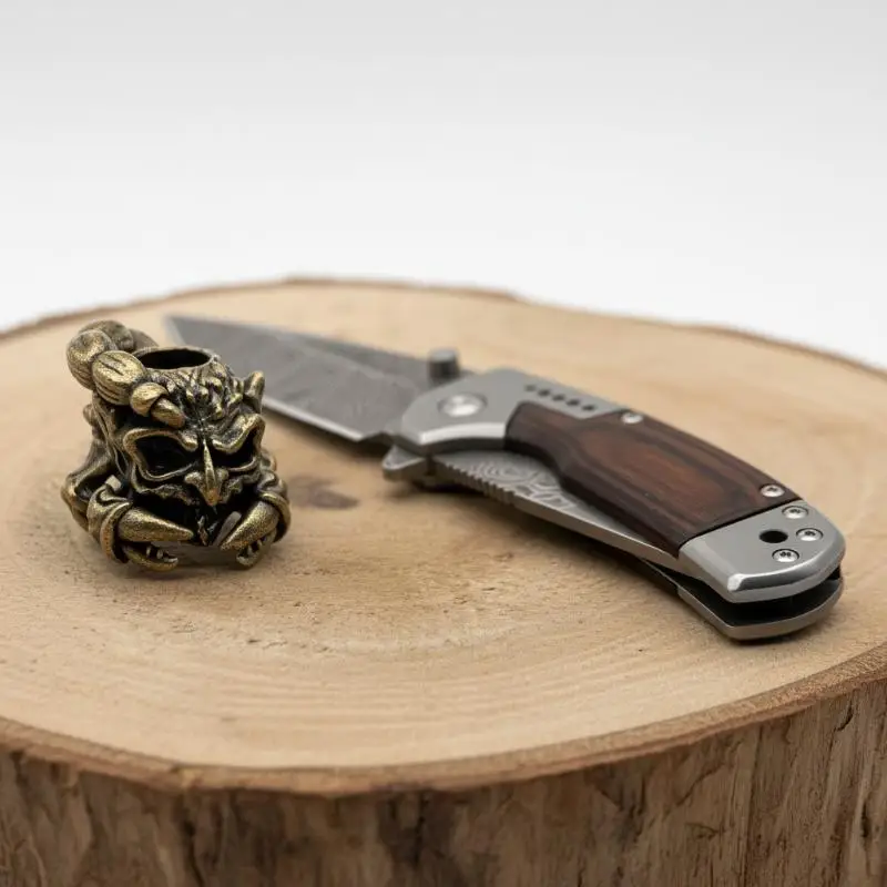 Scorpion Skull Knife Bead in Brass for EDC Paracord Crafting Suitable for Outdoor Adventure Gear