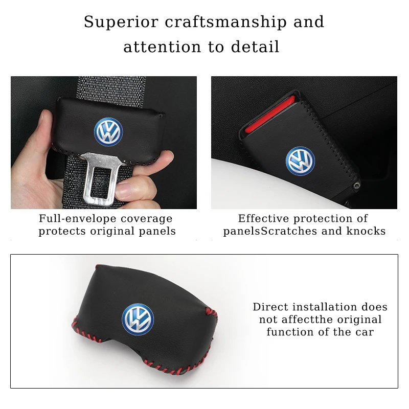 2 pz auto cintura di sicurezza fibbia Clip protezioni coperture in pelle accessori per Volkswagen VW Jetta Golf Beetle EOS GTI MK2 MK4 MK5 MK6