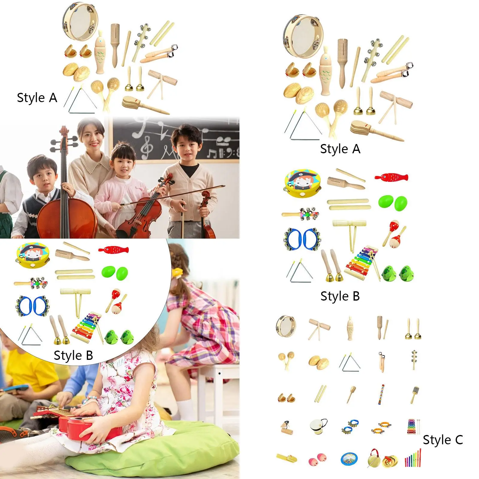 Toddlers Musical Instruments Set Wooden Percussion Instruments Educational Musical Toys for Party Toys Children Birthday Gift