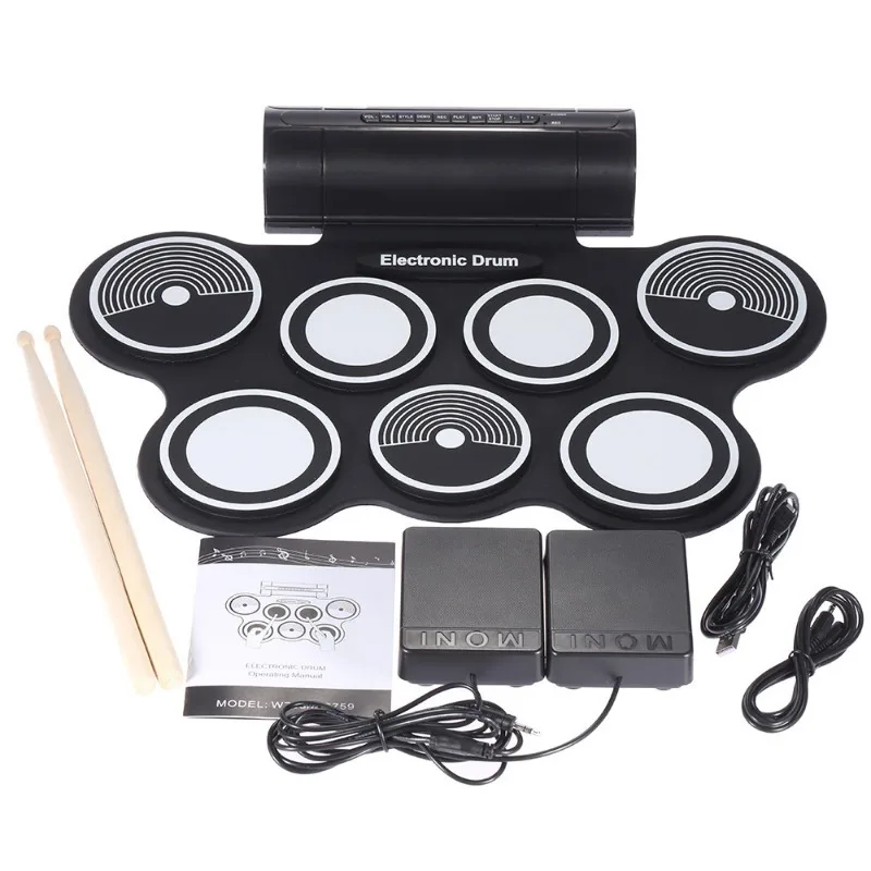 MD759 Hand-rolled Electronic Drum Kit, Adult Beginner Dual-speaker Portable Children's Percussion Instrument