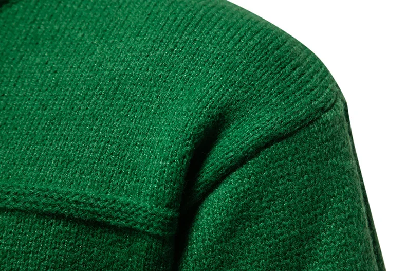 Mens Green Knitted Winter Sweater 2023 New Soft Warm Mock Turtleneck Sweaters Fashion Casual Crewneck Solid Color Pullovers Male