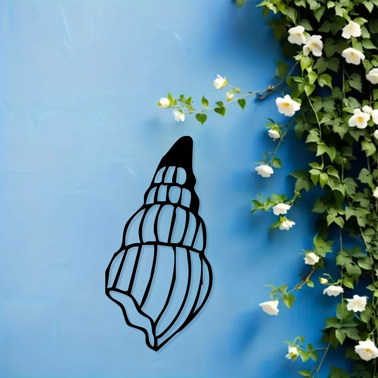 Nautical Seashell Iron Wall Art Weatherproof Coastal Metal Sculpture Patio Garden Fence Beach House Rustproof Gift Ornament