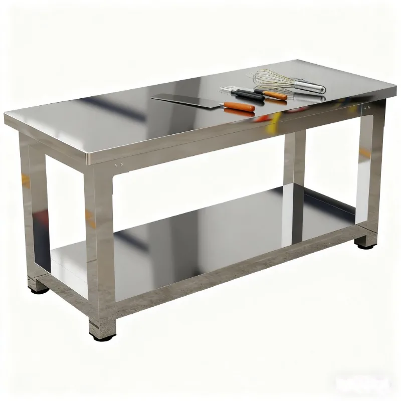 Double-layer stainless steel polished surface environmentally friendly heavy-duty workbench assembly inspection bench 500kg load