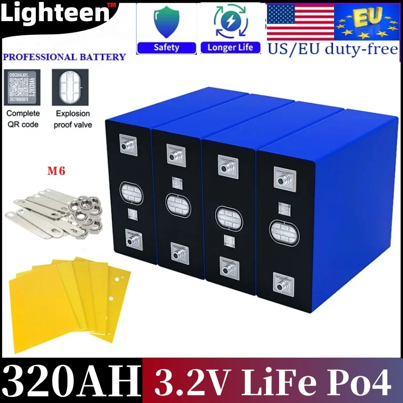 

3.2V 320Ah New 8000 Cycles Grade A Lifepo4 Battery Rechargeable Batteries DIY 12V 24V 48V RV EV Boat Yacht Vans Cells tax free