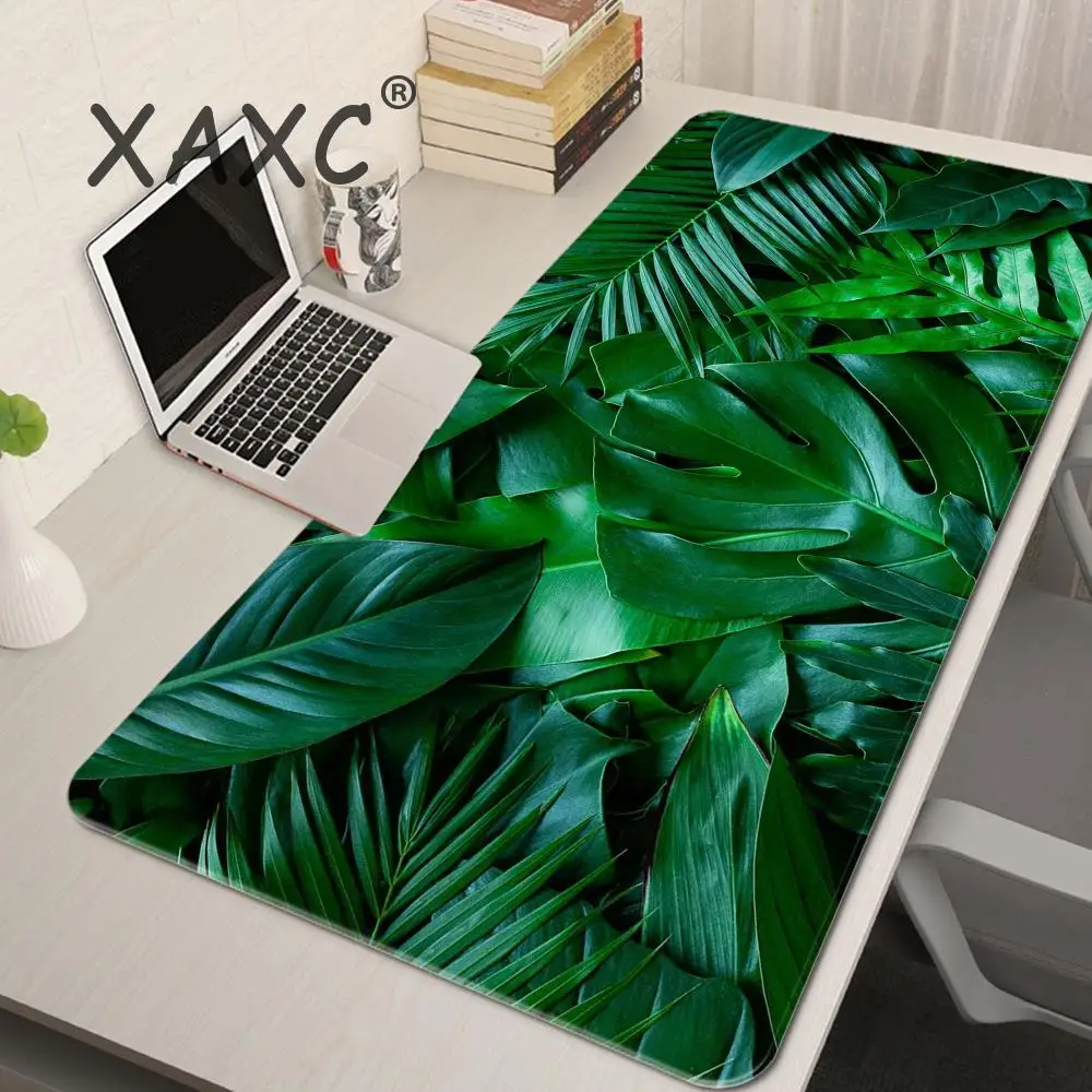 

Green Tropical Leaves Plant Mouse Pad Gamer XL Mousepad XXL Desk Mats Natural Rubber Non-Slip Soft Desktop Mouse Pad