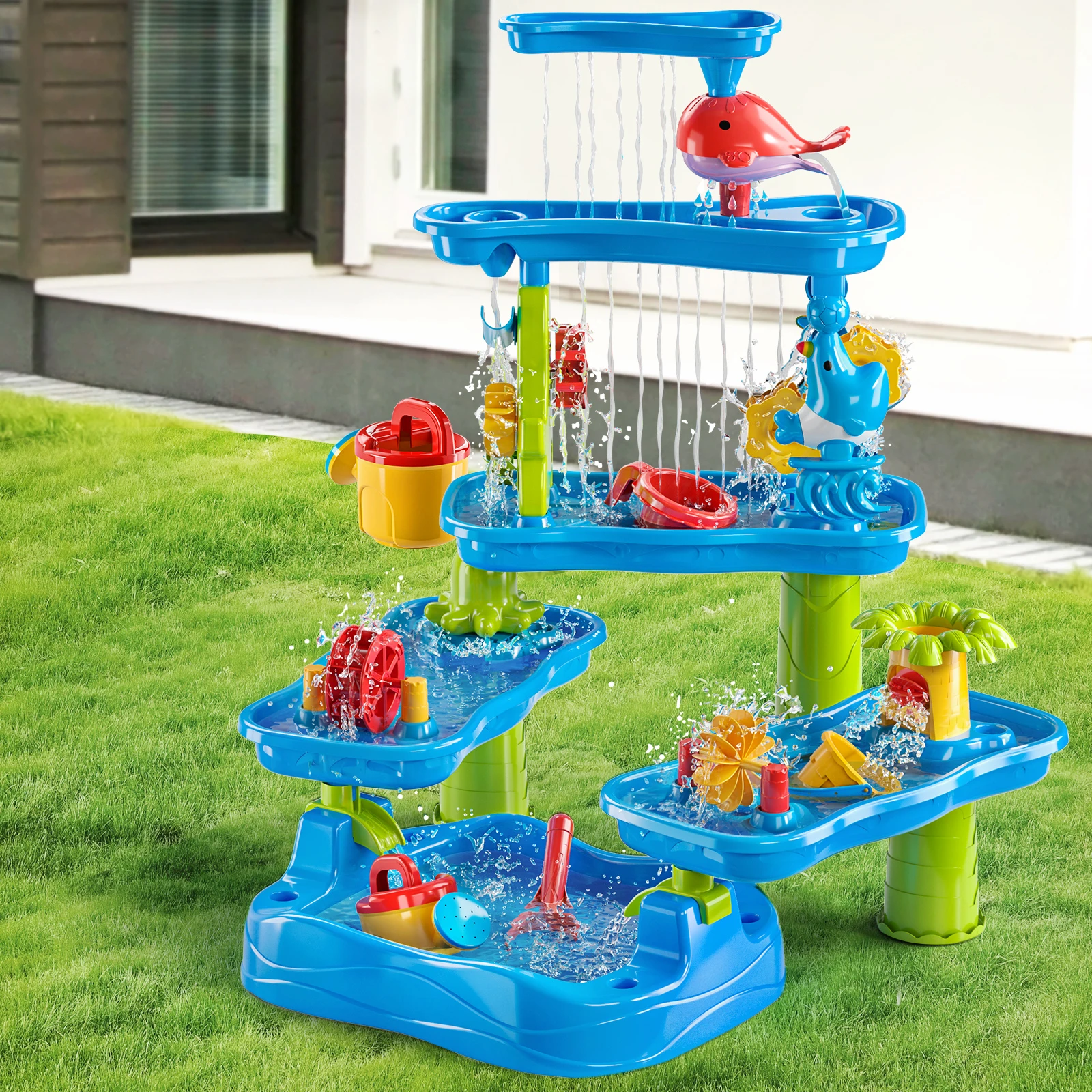 

Children's sand table and water table suitable for children's 5-layer outdoor water game table toys, summer beach toys