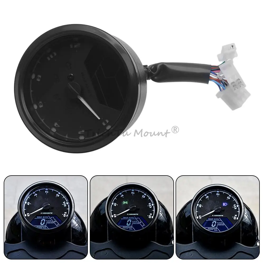 Motorcycle Speedometer With Bracket Tachometer Fuel Meter Dashboard Gauges Dial Odometer LCD Digital Indicator 2 or 4 Cylinders