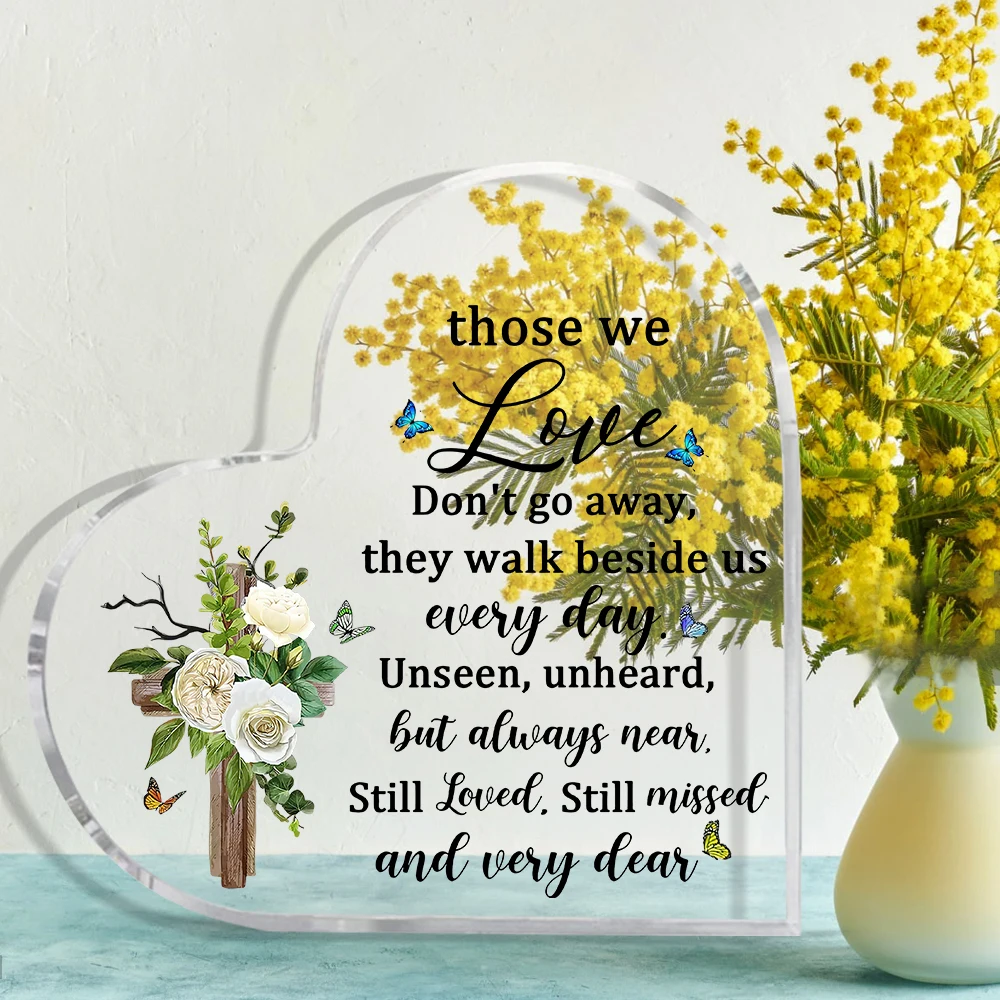Bereavement Gift Acrylic Heart Sympathy Memorial Gift for Loss of Loved One Condolence Remembrance Keepsake Table Decor for Mom