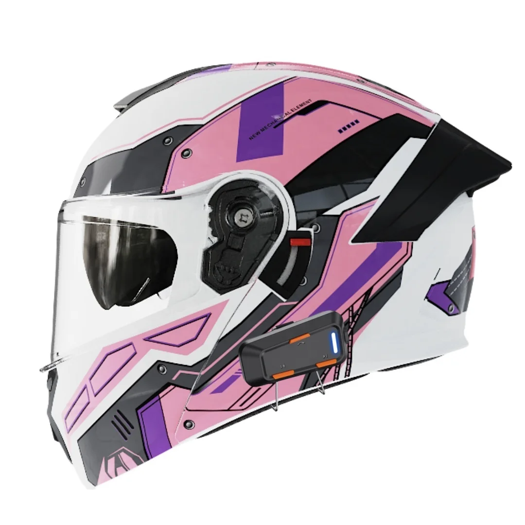 ABS وحدات دراجة نارية خوذات ركوب الأسنان الزرقاء LED أضواء خلفية تحطم خوذة لصانع الدراجات النارية في الهواء الطلق #5