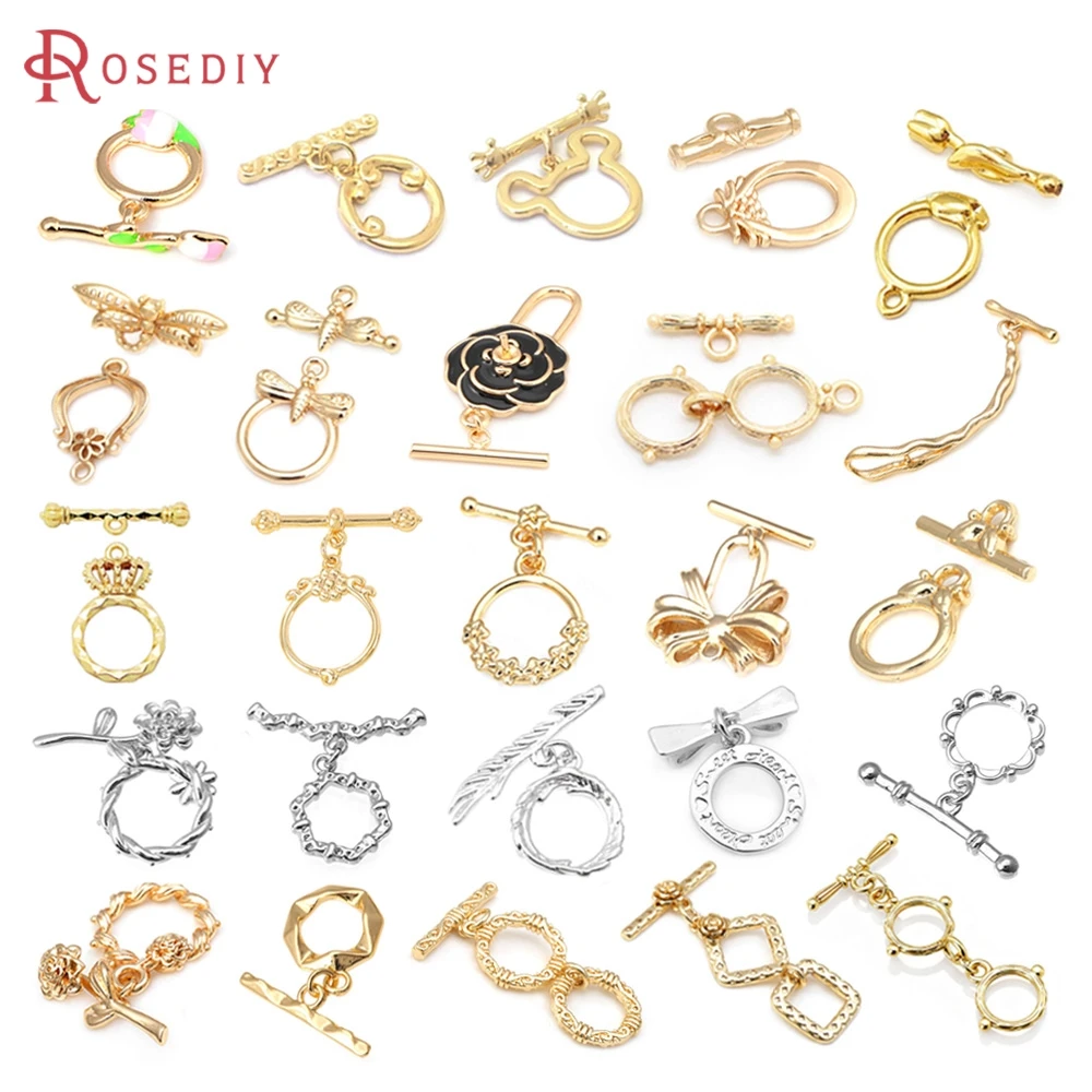 18K Gold Color Brass Geometry O Toggle Clasps Bracelet Connect Clasps Jewelry Bracelets Making Supplies Diy Findings Accessories
