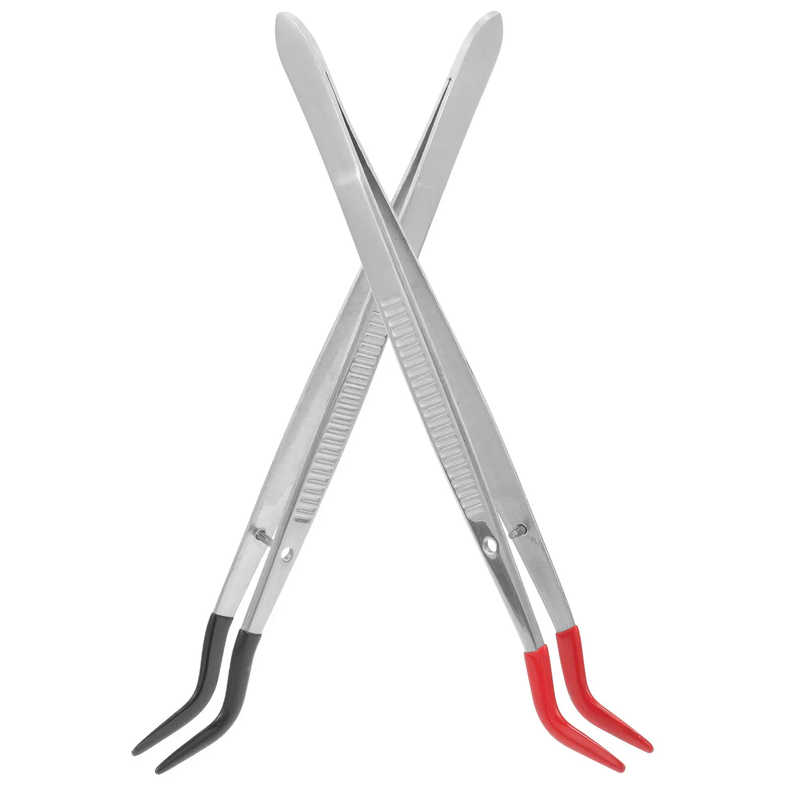 Pinça de carimbo de aço inoxidável, 2 peças, ponta dobrada para fazer jóias, aplicação de cílios postiços, artesanato, precisão, trabalho, ferramentas de filatelia
