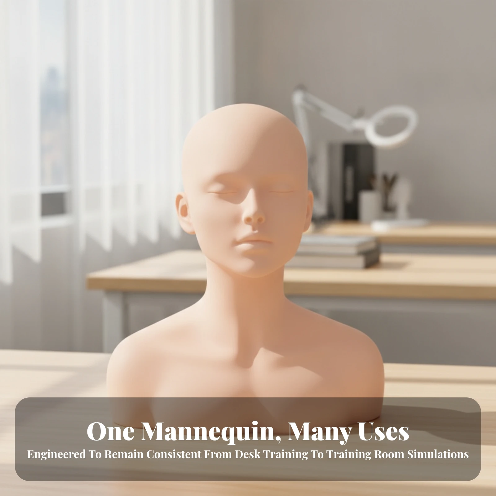 Mannequin Head with Shoulders Life-Size Bald Mannequin Bust Cosmetology Practice Doll Realistic Smooth for Massage Therapists