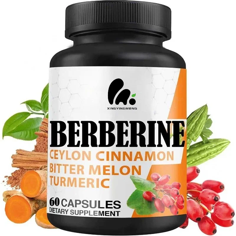 Berberine Hydrochloride Supplement, Ceylon Cinnamon, Turmeric, Green Tea, and Bitter Gourd, 60 Capsules