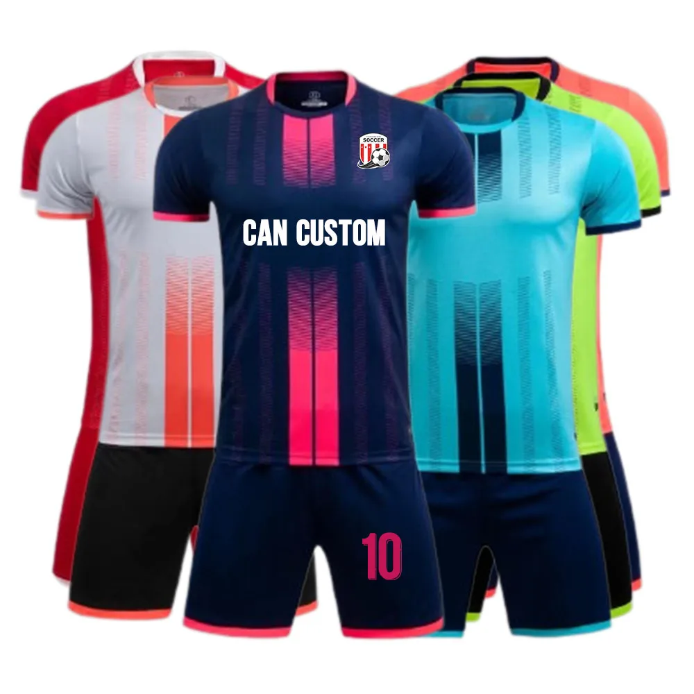 Conjunto de camiseta de fútbol personalizada para hombre y niño, uniforme transpirable de secado rápido para entrenamiento de Club de equipo, 2