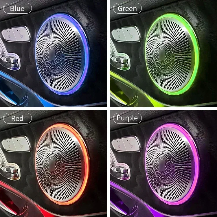 For Mercedes Benz C-Class W205 Luxurious Car Horn Audio Speaker Trim 4-Piece Midrange Cover 64 Colors Glow Ambient Light Cover