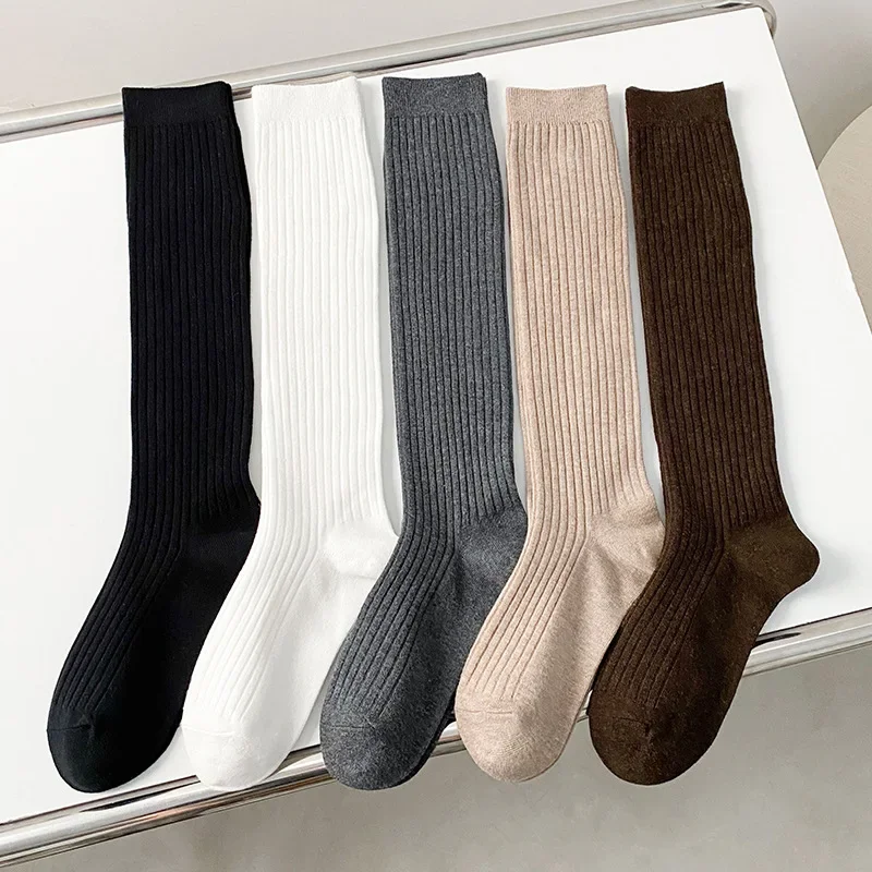 

New Women's Stockings Spring Trends Casual Preppy Style Knee High Socks Female High Quality Solid Color Long Socks Comfy