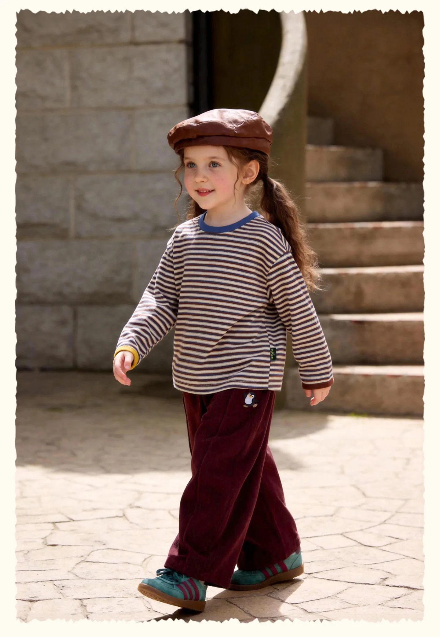 Amila 2026 Herbst Neue Kinder-Freizeithose mit seitlicher Pinguin-Verzierung Vintage Niedliche Atmosphäre Vielseitige Hose – Detail 23