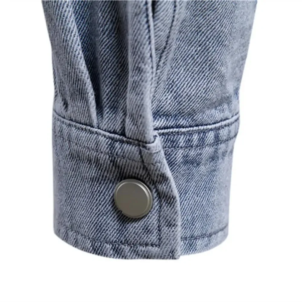 Men Denim Coats Jacket Turn Down Collar Single Breasted Full Sleeve Casual Regular Coat Splice Autumn Spring Simple Jackets 2025