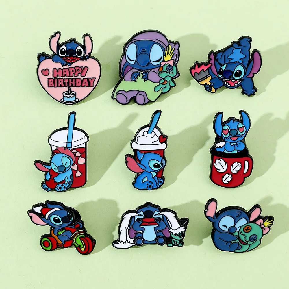 Stitch Happy Birthday Enamel Pin Lapel Pin Badges on Backpack Brooches for Clothes Women's Brooch Cool Jewelry Accessories Gifts