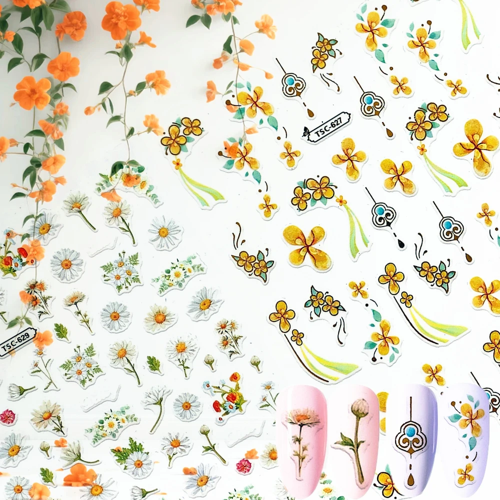 

Newest TSC-627-629 Summer flowers Nail Stickers: Blossom Your Style 3d nail art stickers decal template diy nail tool decorati
