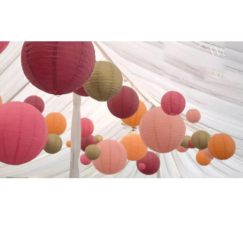 Assorted paper lantern, 6, 8, 10, 12 inch, hanging decoration for wedding party, home decoration, 20 PCs