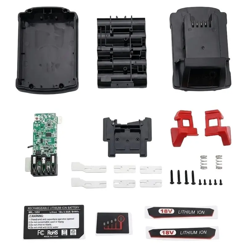 Li- Battery Case Box 5X18650 BMS PCB Charging Protection Circuit Board For 18V Li- Batteries