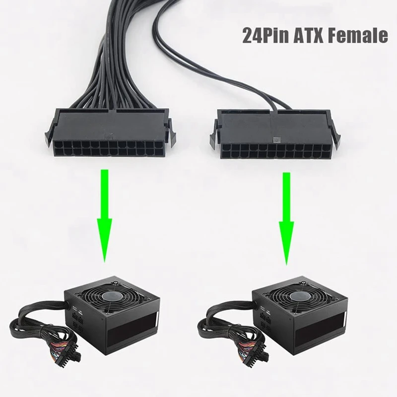 Dupla PSU Cabo de Alimentação, Cabo de Extensão, Sincronizador, 24 Pinos para 24 20 + 4 Pinos, ATX Motherboard, 18AWG