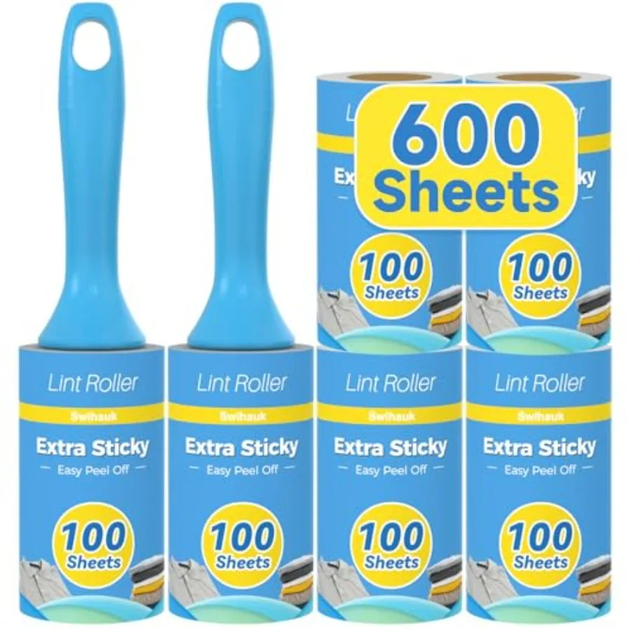 

Extra Sticky Lint Rollers for Pet Hair, Easy Spiral Tear Lint Roller for Clothes with Ergonomic Handle, Multipurpose Lint Remov