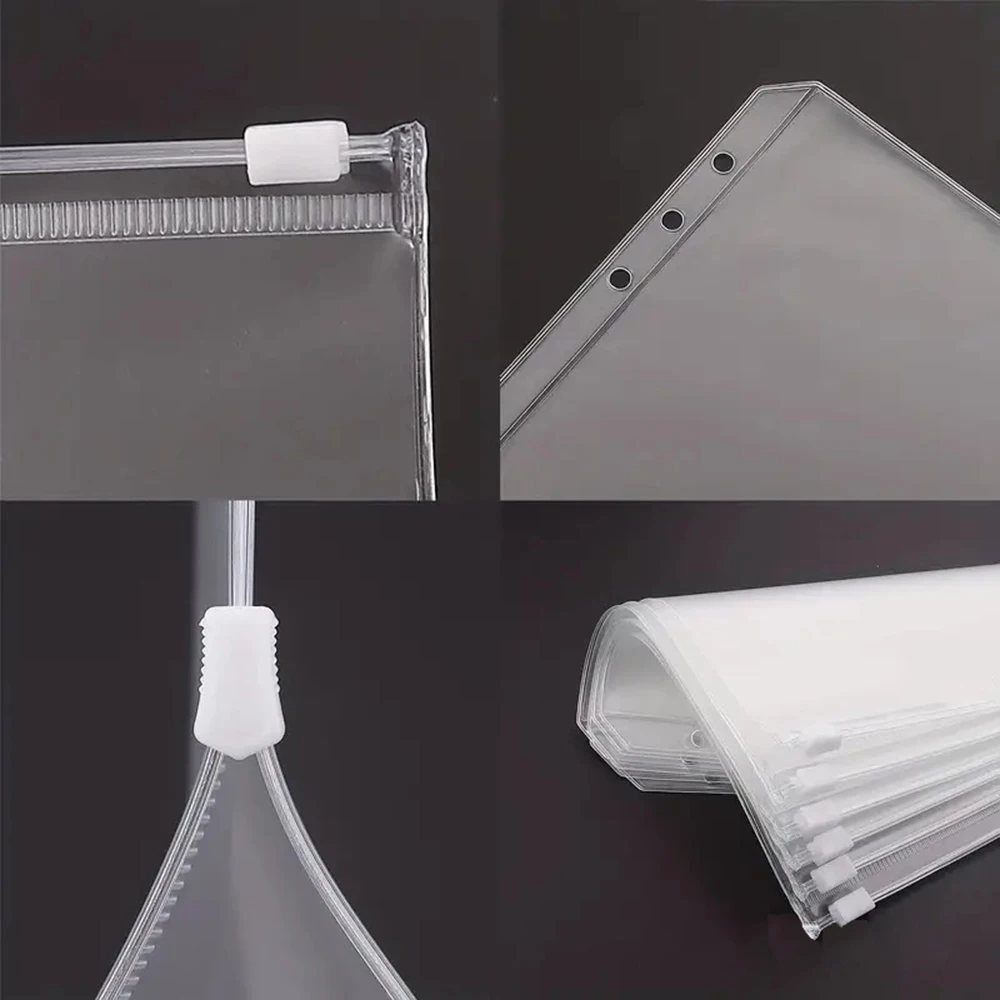 8 個 A5 ルーズリーフノートブックジッパーバッグ PVC 収納袋請求書バッグテンプレート収納ルーズリーフバッグ