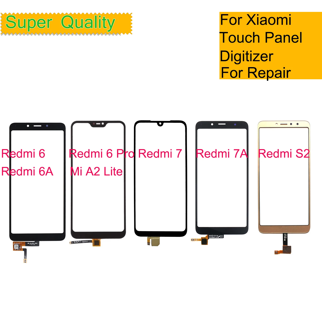 For Xiaomi Redmi 7 7A 6A 6 Pro Mi A2 Lite Touch Screen Digitizer Touch Panel Sensor Front Outer Glass For Redmi S2 Touchscreen lokmat zeus 2 smartwatch 1 69 tft voll touchscreen gps sportarmband herzfrequenz blutsauerstoffmonitor rot