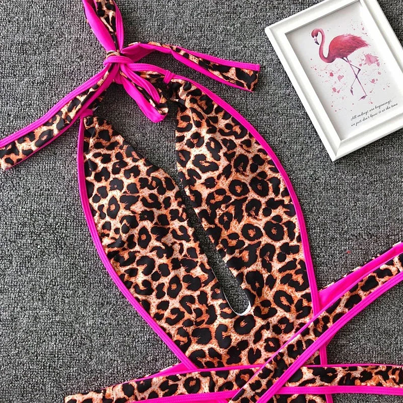 Seksowny jednoczęściowy kostium kąpielowy Leopard Kobieta z wkładką Bezprzewodowe stroje kąpielowe Bikini Kostiumy kąpielowe Pływanie Plaża Badpak Strój kąpielowy Kobiety