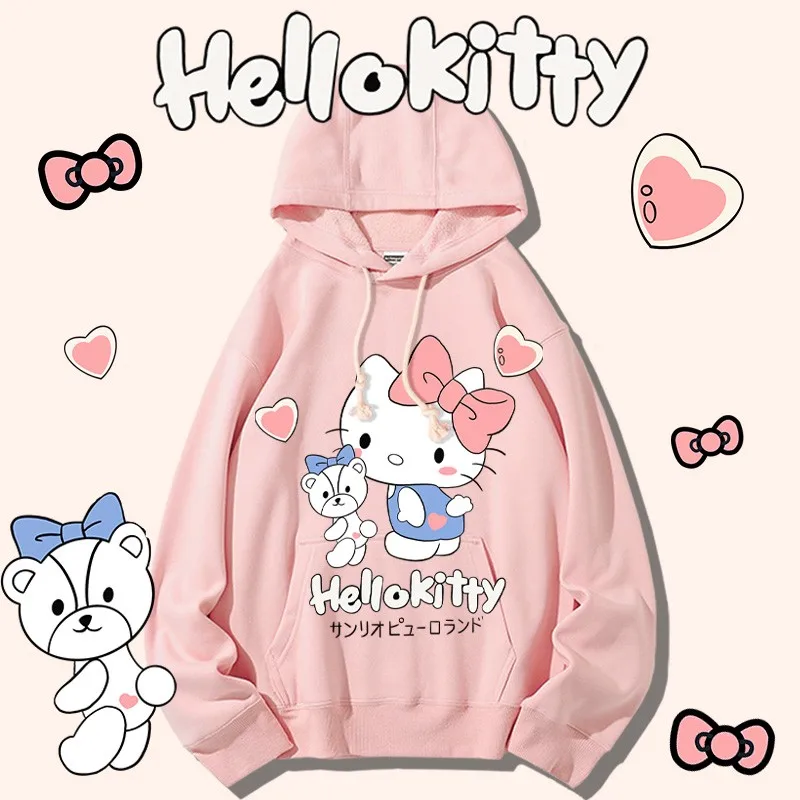 

Hello Cat Joint Hoodie Lady Autumn Hello Kitty Coat Loose American Fashion Clothes On The Trend Clothes