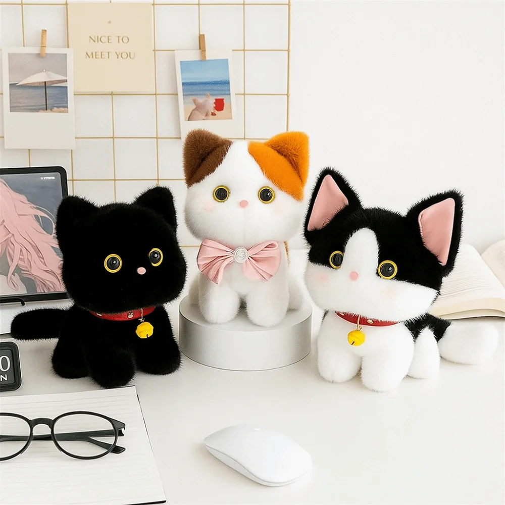 Gattino siamese Sanhua Gatto bambola di peluche Mucca Gatto pigro Ragdoll Gatto peluche Soffice 23 cm Bambola di gatto eterocromatico Regali di festa per bambini