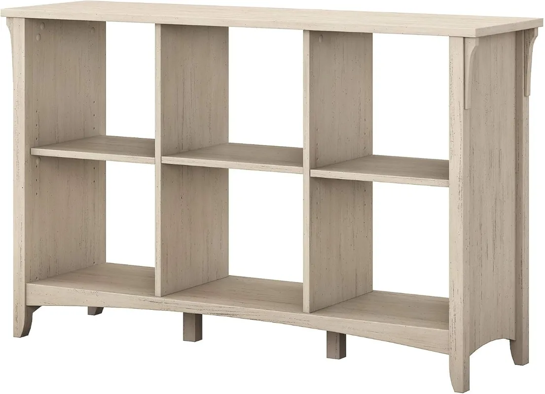 

Salinas Cube Shelf and Bookcase Display Cabinet with 6 Shelves in Antique White Modern Storage Cabinet with Open Bookshelf