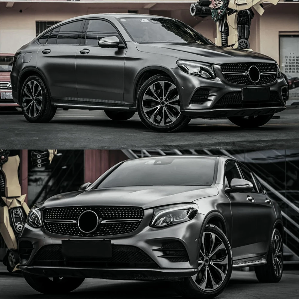 سيارة التفاف الفينيل فيلم ماتي معدني الفحم رمادي فقاعة الحرة ملصق PET السيارات الجسم ملصق ذاتي اللصق اكسسوارات السيارات #1
