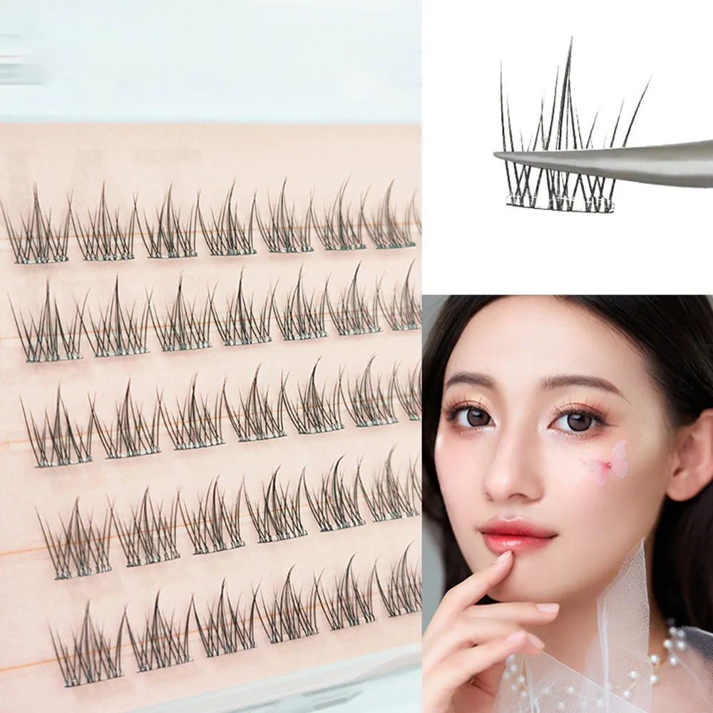 Press on Self Adhesive Cluster Lashes No Need Glue Natural Look Segmented Eyelashes Reusable Black/Brown